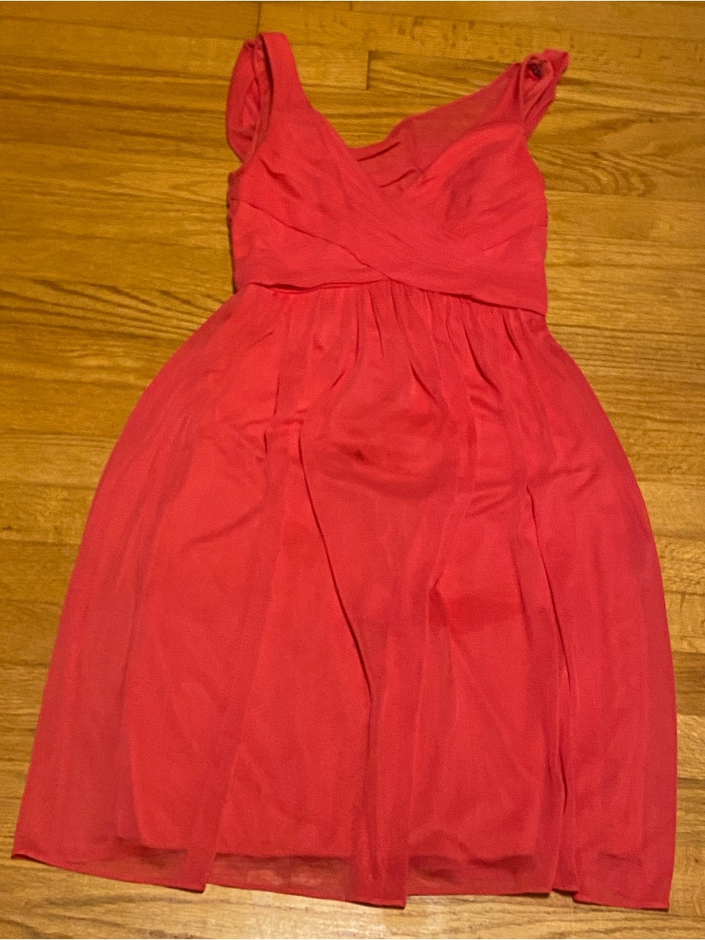 David's Bridal Pink Sleeveless V-Neck Mini Dress